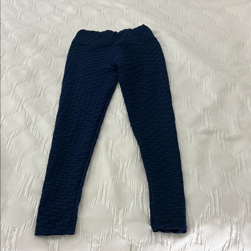 Navy Textured  Leggings